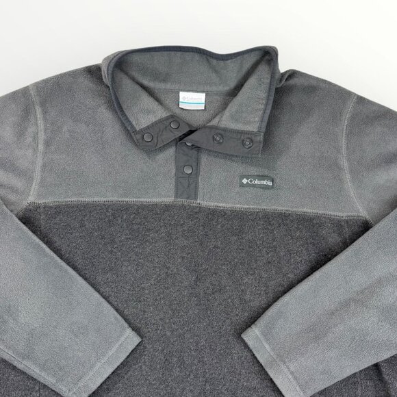 COLUMBIA Sportswear Company Mens T-Snap Grey Colorblock Fleece Pullover Jacket - Picture 1 of 6